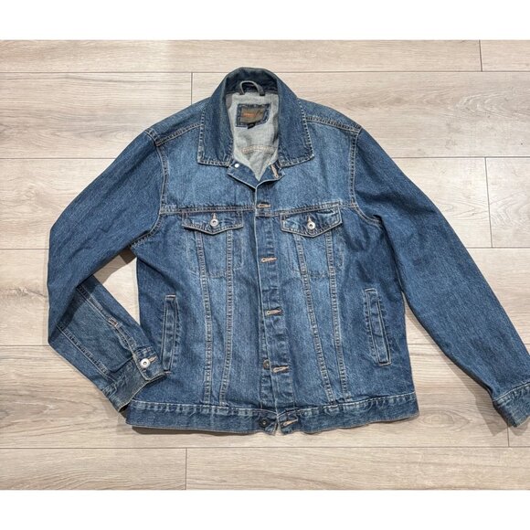 Northwest Territory Blue Denim Jacket Unisex Sz Lar 100% Cotton Trucker - Picture 1 of 4